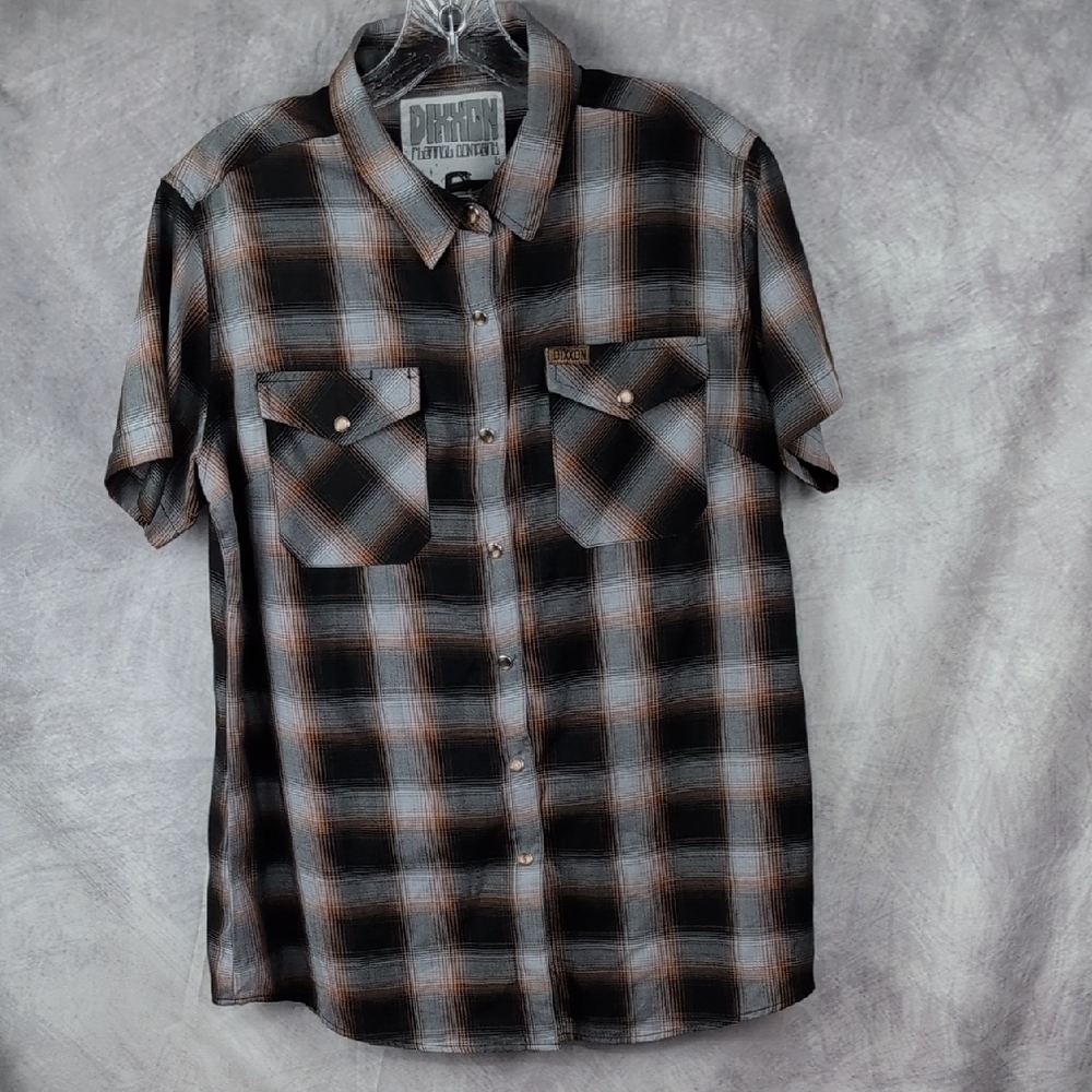 Dixxon Black and Brown Plaid Boys Shirt Lg